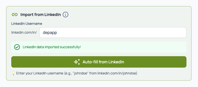 LinkedIn Auto-fill feature screenshot